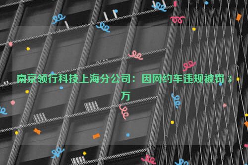 南京领行科技上海分公司：因网约车违规被罚 3 万