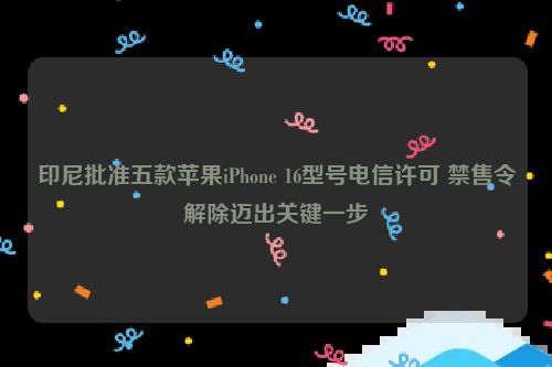 印尼批准五款苹果iPhone 16型号电信许可 禁售令解除迈出关键一步